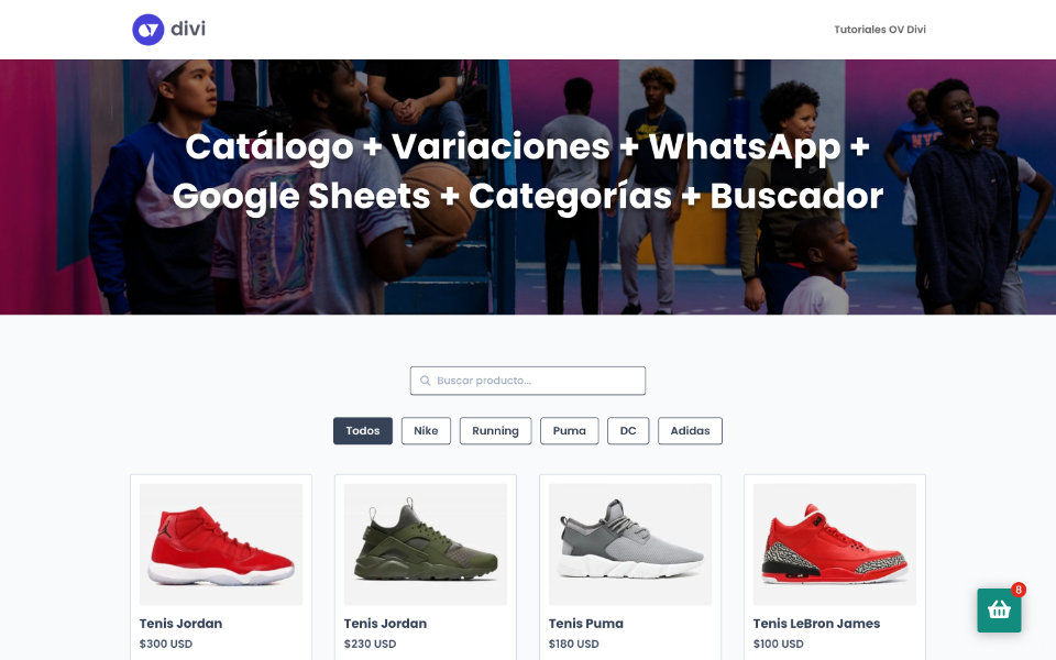 Cómo agregar categorías filtrables y un buscador a los productos del catalogo de WhatsApp y Google Sheets en Divi