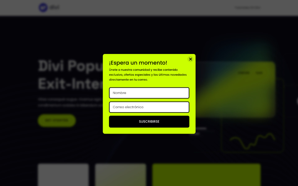 Cómo crear un popup de salida (exit intent popup) para Newsletter en Divi y WordPress sin plugins