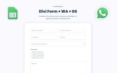 Cómo enviar los datos del formulario por defecto de Divi (Contact Form Module) a WhatsApp y Google Sheets sin plugins