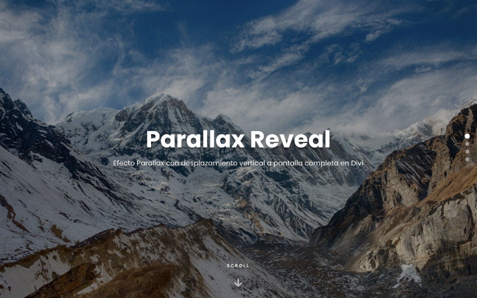 Cómo crear un efecto Parallax Reveal Fullpage en Divi (Nivel PRO, sin plugins)