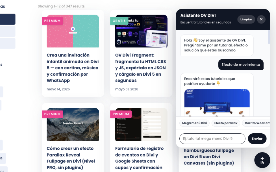 OV Chat Search: busca posts, productos y más desde un chat flotante en tu sitio WordPress